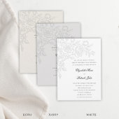 Invitation Thème Rose Aimé Ecru Formel Mariage Classique