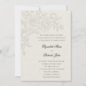 Invitation Thème Rose Aimé Ecru Formel Mariage Classique (Devant)