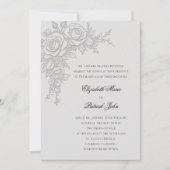 Invitation Thème Rose Timeless Ivoire Mariage Formel Classiqu (Devant)