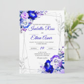 Invitation Thème Royal Blue and Purple Mariage (Debout devant)
