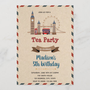 Invitation Thème rustique anglais pour fête d'anniversaire