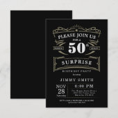 Invitation Thème Rustique de Tout Âge Vintage (Devant / Derrière)