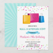 Invitation thème shopping fille (Devant / Derrière)