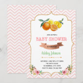 Invitation thème shower bébé jumeaux citrus (Devant / Derrière)
