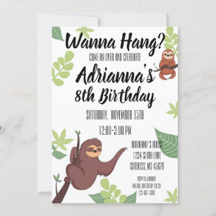 Invitation Thème Sloth Anniversaire des enfants