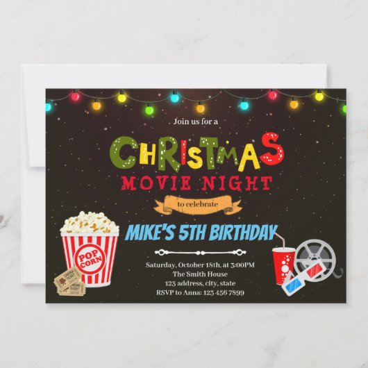 Invitation thème soirée de film de Noël (Devant)