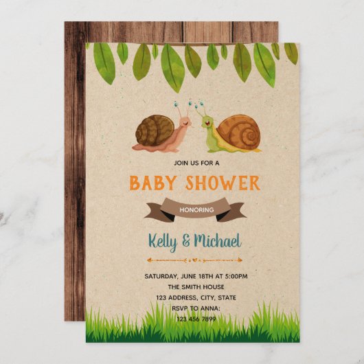 Invitation thème soirée escargot (Devant / Derrière)