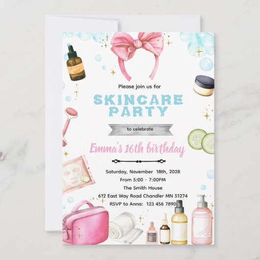 Invitation thème spa de soins de la peau (Devant)