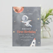 Invitation Thème spatial de l'astronaute noir gris foncé pers (Debout devant)