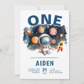 Invitation Thème spatial Galaxie Système solaire 1er Annivers (Devant)