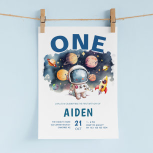 Invitation Thème spatial Galaxy Système solaire 1er anniversa