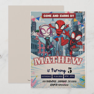 Invitation Thème Spiderman Anniversaire Super-héros Fête arai
