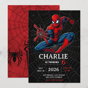 Invitation Thème Spiderman Anniversaire Super-héros Fête arai