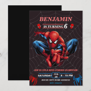 Invitation Thème Spiderman Anniversaire Super-héros Fête d'ar