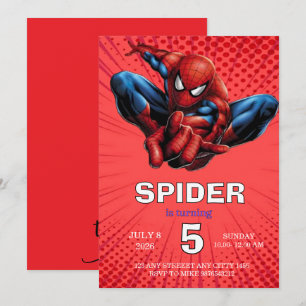 Invitation Thème Spiderman Anniversaire Super-héros Fête d'ar