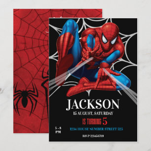 Invitation Thème Spiderman Anniversaire Super-héros Fête d'ar