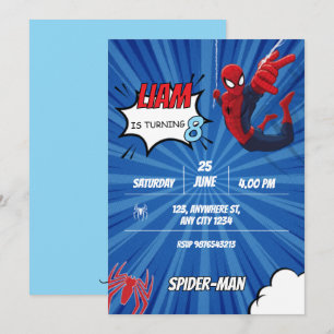 Invitation Thème Spiderman Anniversaire Super-héros Fête d'ar