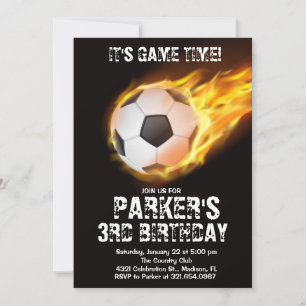 Invitation Thème Sport Jeu Feu Football Anniversaire