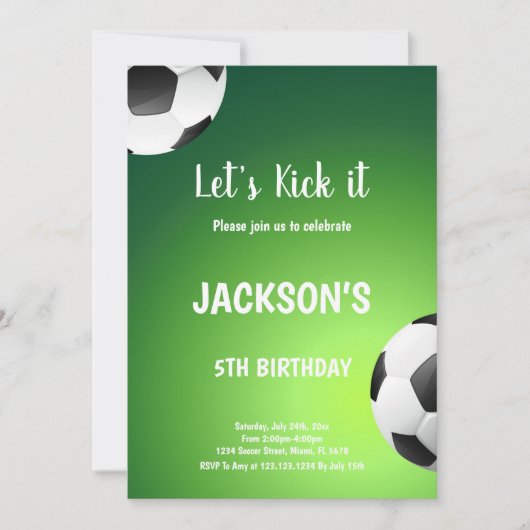 Invitation Thème sportif Arrière - plan vert (Devant)