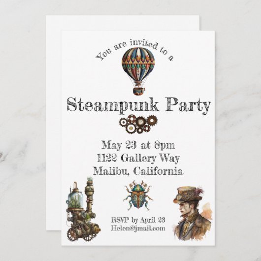 Invitation Thème Steampunk (Devant / Derrière)