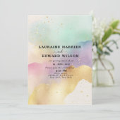 Invitation Thème subtil simple couleur pastel aquarelle (Debout devant)