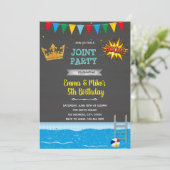 Invitation Thème Superhero et princesse nage (Debout devant)