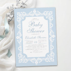 Invitation Thème Tea Party Dusty Blue Élégant pour l'annonce