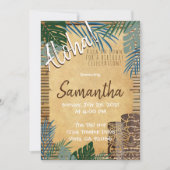 Invitation Thème Tiki ambiance Bamboo Hawaïen Vert Bleu (Devant)