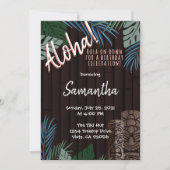 Invitation Thème Tiki Brun Bambou Hawaïen Vert et Bleu  (Devant)