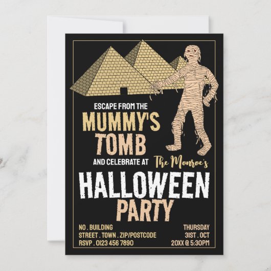 Invitation Thème Tombe de maman, Salle d'évasion Halloween Pa (Devant)
