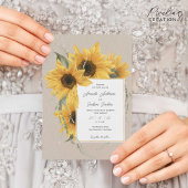 Invitation Thème tournesol, Maison de campagne mariage rustiq