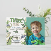 Invitation Thème Trois Dinosaures Rex (Debout devant)