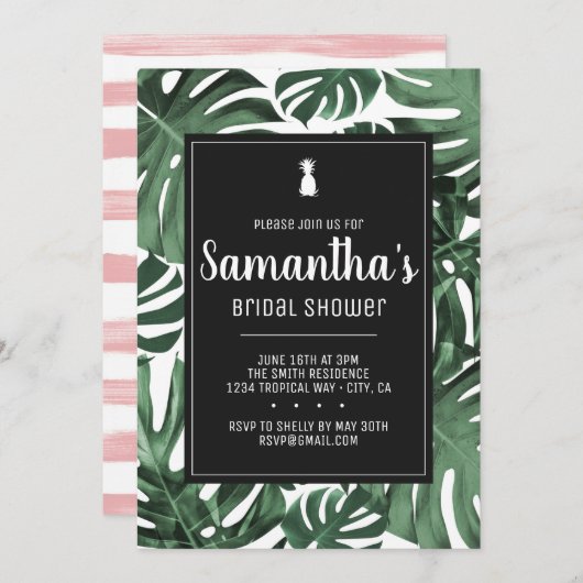 Invitation Thème tropical Bachelorette nuptiale fête d'annive (Devant / Derrière)