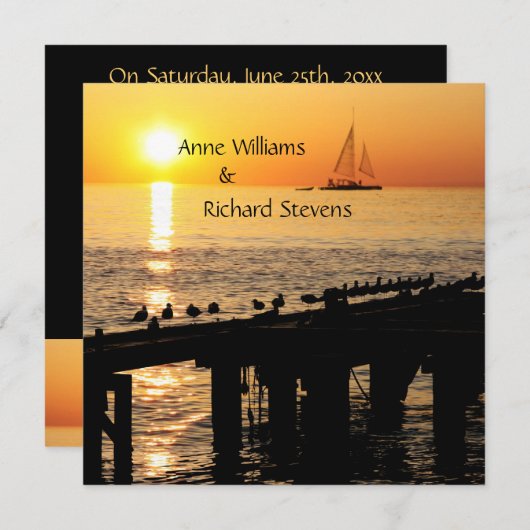 Invitation Thème tropical du coucher de soleil (Devant / Derrière)