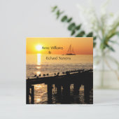 Invitation Thème tropical du coucher de soleil (Debout devant)