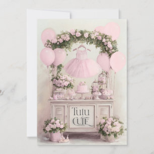 Invitation Thème Tutu Mignon Ballet Rose Ballerine pour Fille