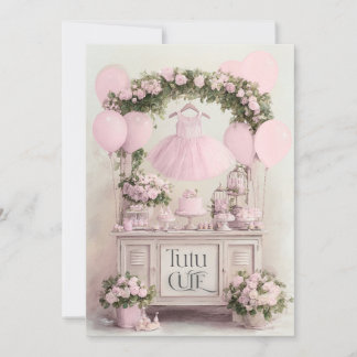 Invitation Thème Tutu Mignon Ballet Rose Ballerine pour Fille