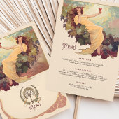 Invitation Thème Vin Art Nouveau Dîner Mariage Menu Floral