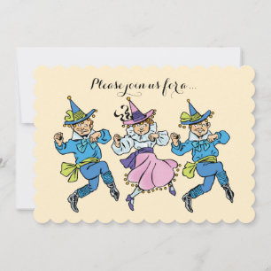 Invitation Thème Vintage Bébé Les Munchkins Dansent dans Oz S