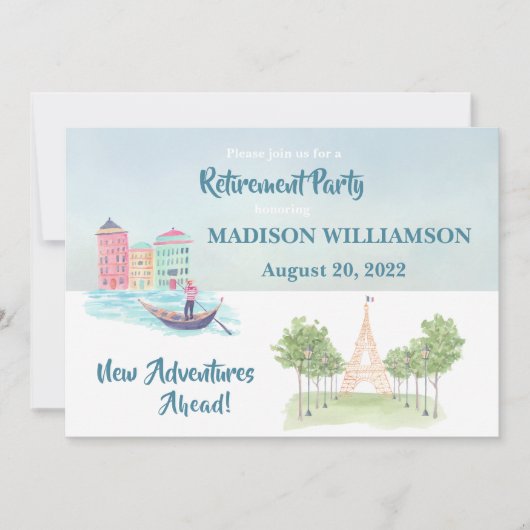 Invitation Thème Voyage de la partie retraite  (Devant)