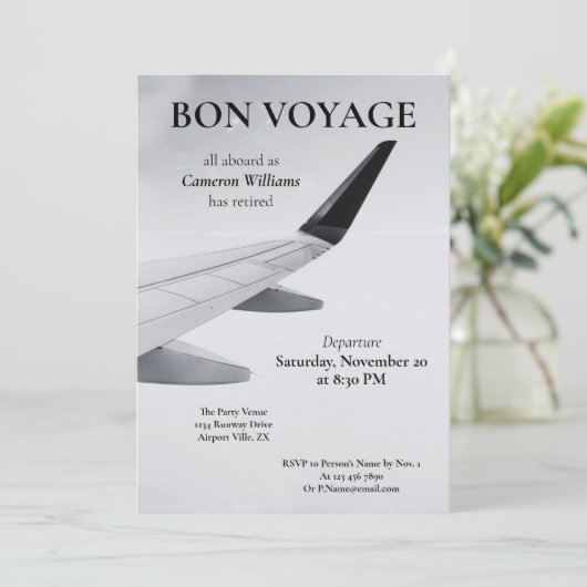 Invitation Thème Voyage Retraite Plan moderne Bon Voyage (Debout devant)