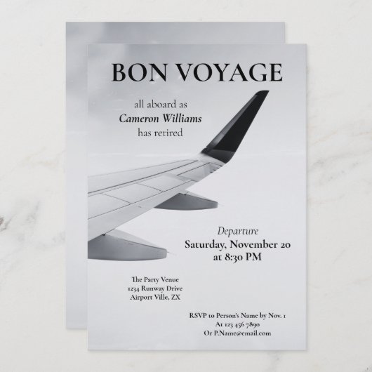 Invitation Thème Voyage Retraite Plan moderne Bon Voyage (Devant / Derrière)
