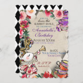 Invitation Thème Whimsical Alice in Wonderland Tea Party (Devant / Derrière)
