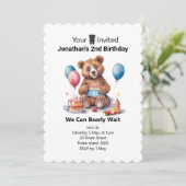 Invitation thèmes de Teddy pour les 2 ans des enfants (Debout devant)