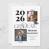 Invitation Then & Now Two Photo Graduation Bold Custom (Devant)