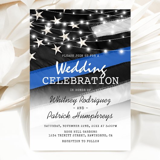 Invitation Thin Blue Line | Mariage de policiers