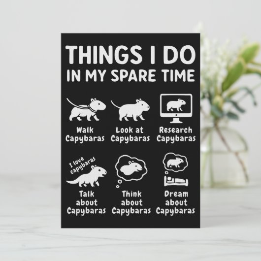 Invitation Things I Do In My Spare Time Capybara Funny (Debout devant)