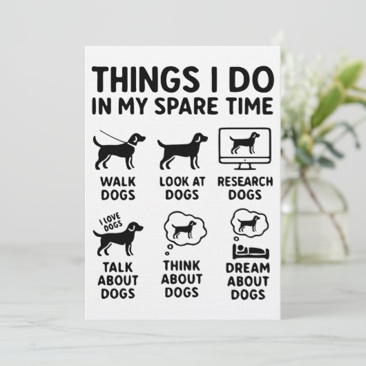 Invitation Things I Do In My Spare Time Dogs Funny (Debout devant)