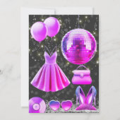 Invitation Think Pink Core Disco Party (Dos)