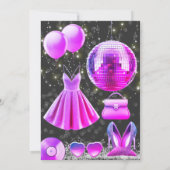 Invitation Think Pink Core Disco Party (Dos)